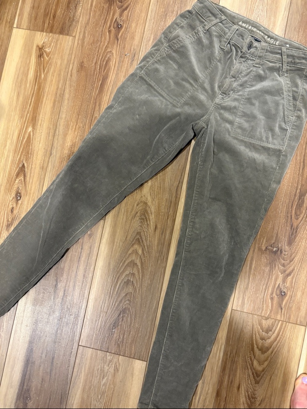 Olive green corduroy skinny pants